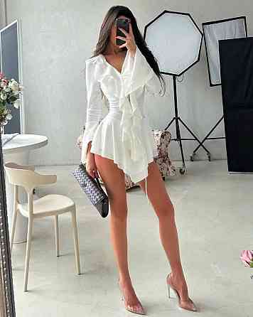 Жіноча стильна мінісукня-комбез мікродайвінг Біла, 46/48 Одеса