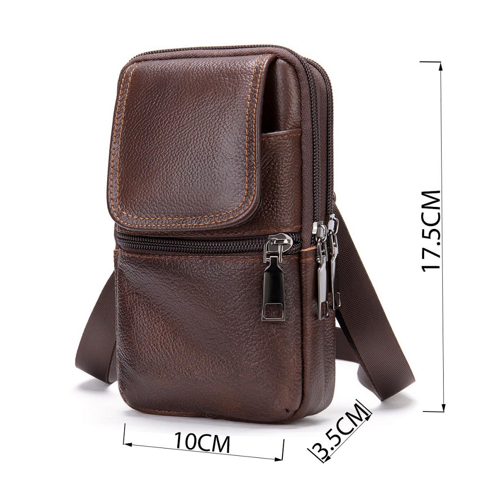 Сумка-барсетка на ремінь брюк шкіряна Коричнева (Vintage) Київ - фото 7