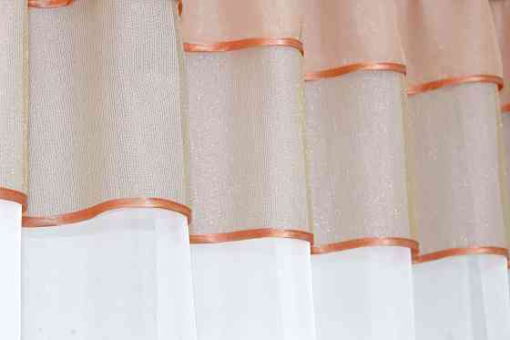 Кухонная занавеска VR-Textil № 00к белый с персиковым 270х170 см (59-728) Киев