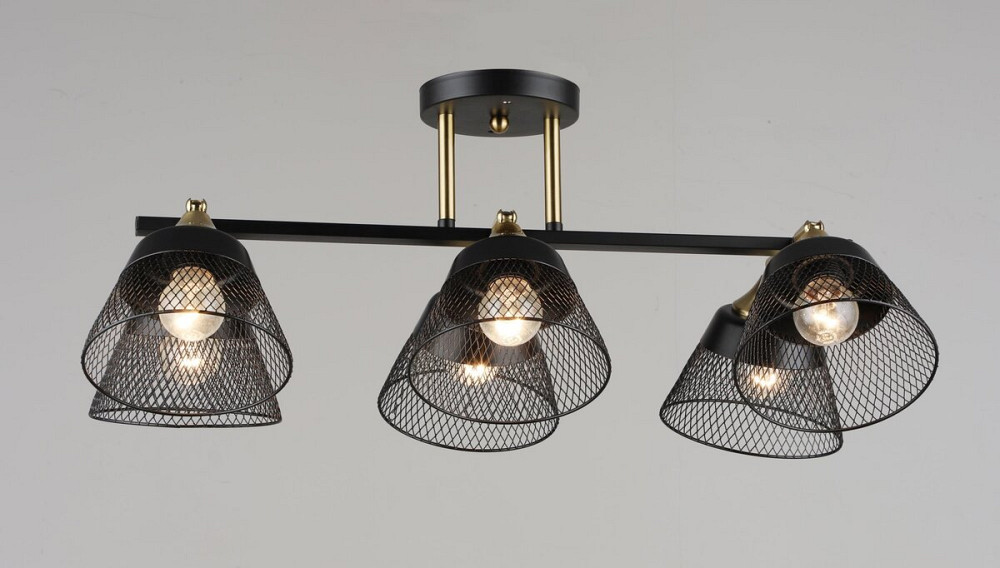 VALESO Люстра стельова на 6 плафонів VALESO N6823/6, патрон E27, Лофт, Чорний+Мідь Коломия - фото 1