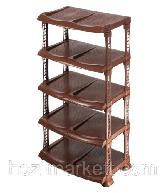 Полка для обуви коричневаяая на 5 полок люкс 48х86х30,5 см Харьков - изображение 3