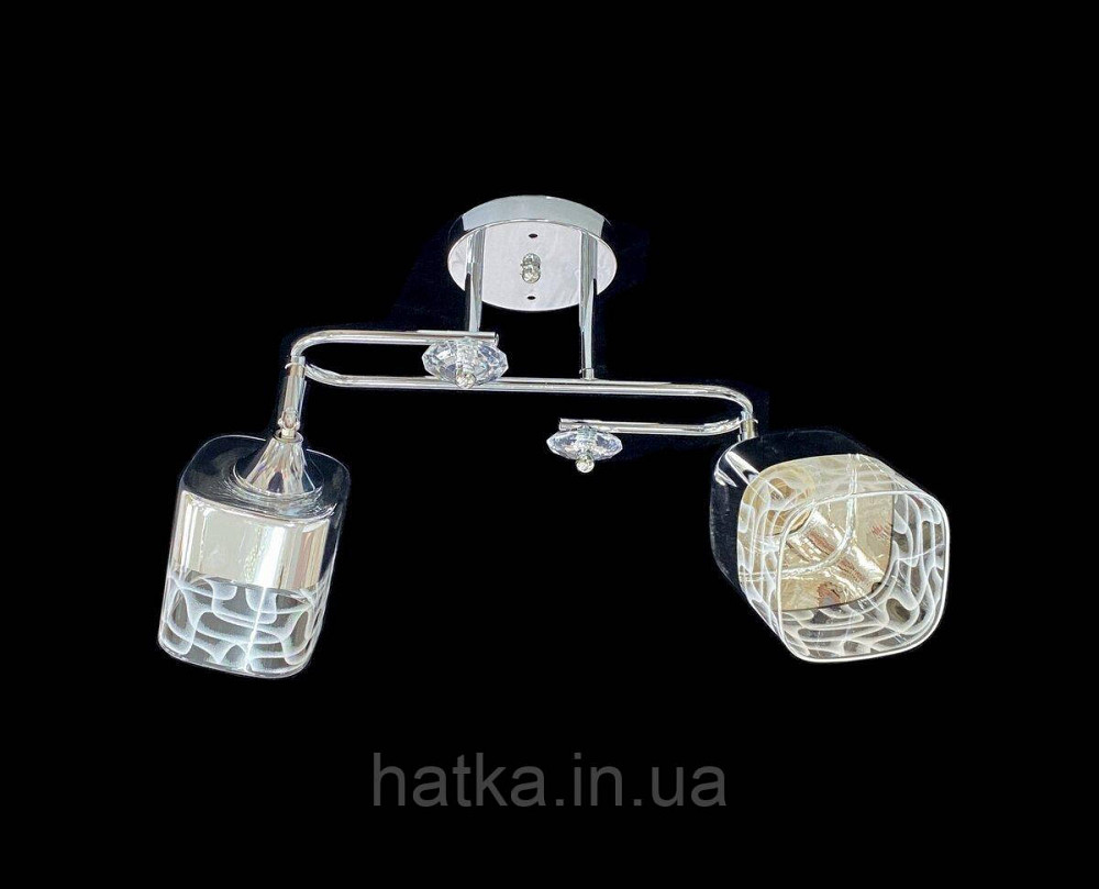 Люстра потолочная классическая на 2 плафона металл и стекло VALESO 2431D/2 Хром Киев - изображение 1