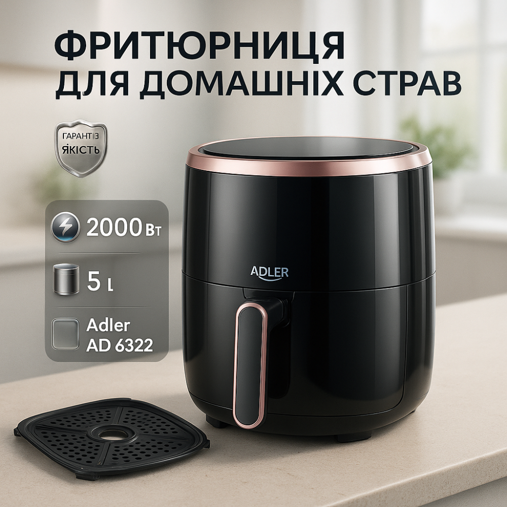Електричний аерогриль для дому без олії Adler AD 6322 5Л 2000Вт, Мультипіч з функцією гриля ZS-10 Львів - фото 5
