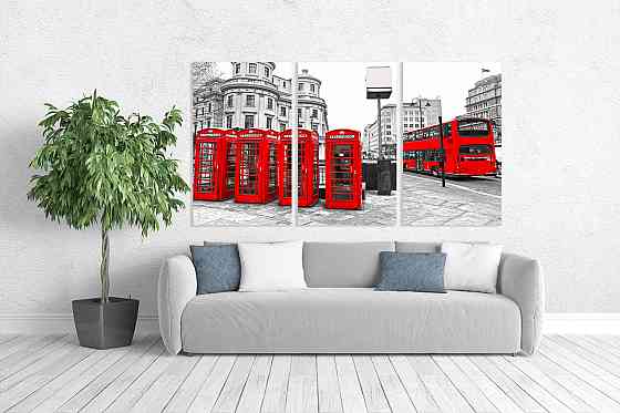 Модульная картина в гостиную / спальню Лондон  ART-081_3A 70х130 см Киев