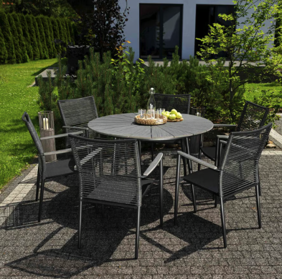 Комплект садових меблів Di Volio Arona 6+1 чорний/сірий Київ