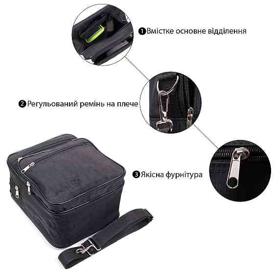 Сумка для мужчин с удобной ручкой из качественного полиэстера FABRA 22579 Черный Киев