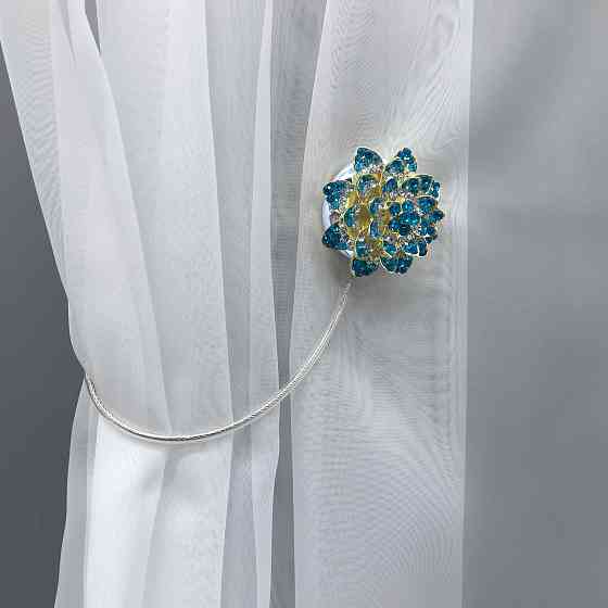 Магніти для штор та гардин "Flowers" набір 2 шт Бірюзовий з золотистим (81-202) Київ