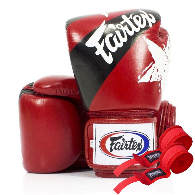 Боксерські рукавиці Fairtex BGV1 Nation Print Red 12 унцій (бинти в комплекті) Кам'янське - фото 1