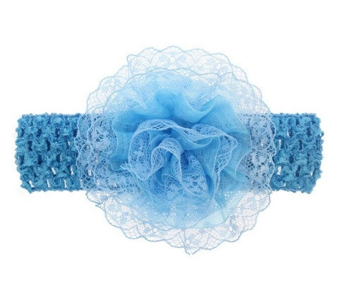 Дитяча блакитна пов'язка з квіткою - окружність 30-50см, розмір квітки 9см Київ - фото 1