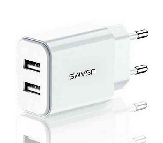 Мережевий зарядний пристрій Usams US-CC090 T24 2.1A Dual USB Travel Charger (EU) White Киев