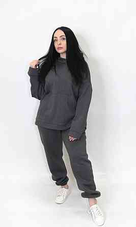 Женский спортивный теплый костюм трехнитка на флисе Графитовый XL/2XL Харьков