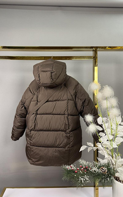 Детская зимняя куртка для девочки с сумкой 140,146,152,158 шоколад Николаев - изображение 3