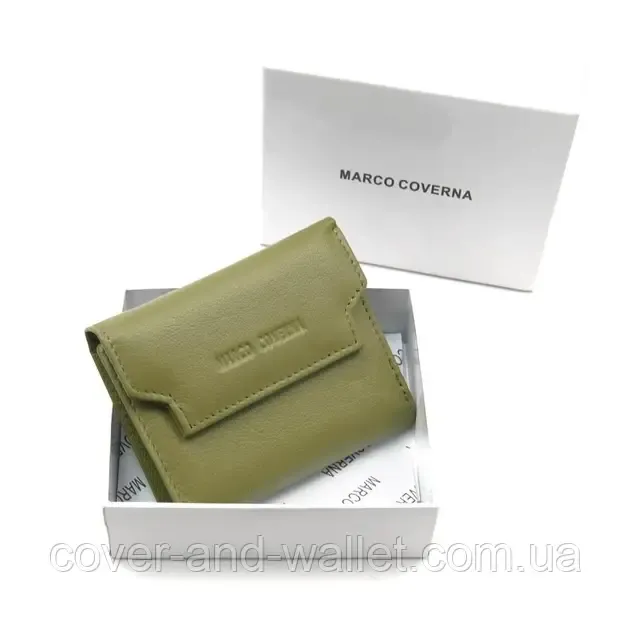 Компактный женский кошелек из натуральной кожи оливкового цвета Marco Coverna MC 2201 Киев - изображение 8