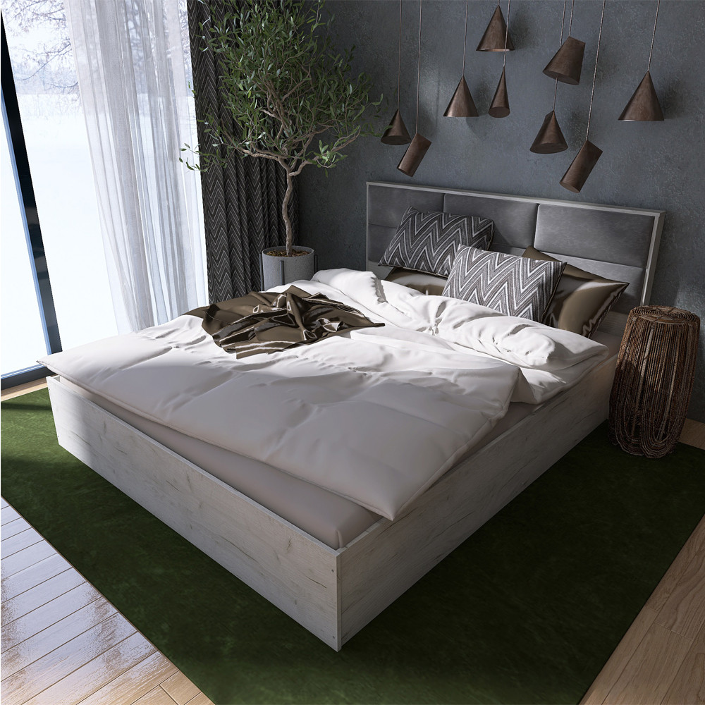 Кровать двуспальная Эверест КЛ-1600 Лайт (ламельный каркас) 160х200 см Дуб Крафт белый (DTM-071075) Львов - изображение 1