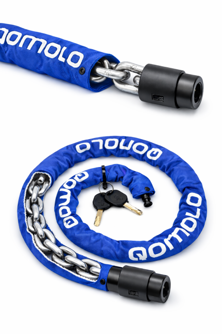 Велозамок Qomolo с ключом 100 см, стальной замок для велосипеда, скутера, мотоцикла, ворот, ящиков, синий Киев - изображение 4