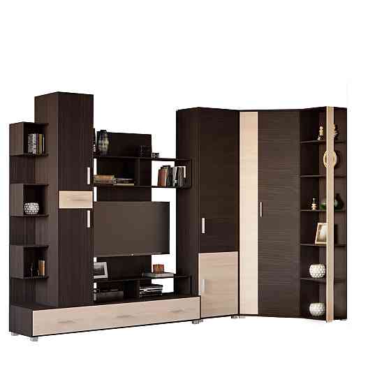 Стінка Еверест Бриз + Пенал 15 + Кутова шафа ШКУ-14 + Пенал 18 венге+дуб молочний (DTM-2333) Дніпро