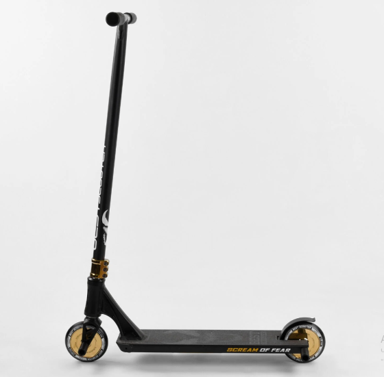Самокат трюковий Best Scooter "SIMBIOTE" HIC-система ПЕГІ алюмінієвий диск та дека колеса 120 мм PU в коробці Чорний з принтом Чернігів