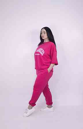 Костюм жіночий літній (футболка + штани) трикотажний Малиновий XL-2XL Харків