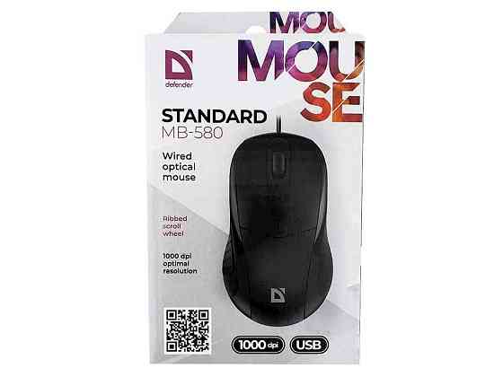 Мишка дротова USB Standart MB-580 3 кнопки/1000DPI чорна 1,8м ТМ Defender Київ
