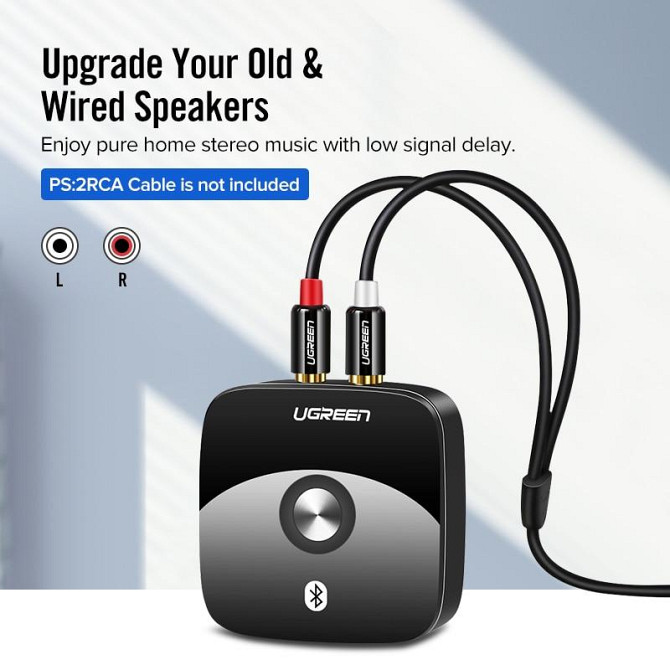 Бездротової Bluetooth 5.3 (без aptX™) аудіо приймач Ugreen 30445 c 3.5мм і 2RCA виходами (Чорний) Николаев - изображение 3