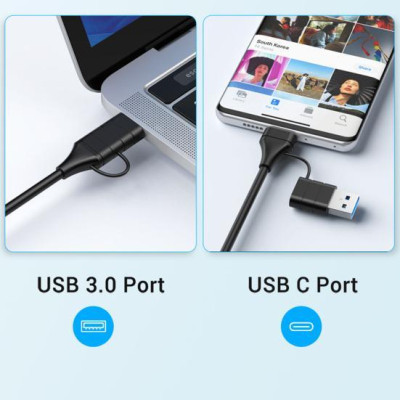 Концентратор XoKo USB-C 5-in-1 USB 3.0 + USB 2.0 + SD/TF + RJ45 100Mbps silver (XK-AC-350) Вінниця - фото 6
