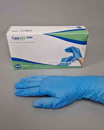 Рукавиці Вініл блакитний (100 шт.) розмір M "CARE 365" (1 пачка) Харків