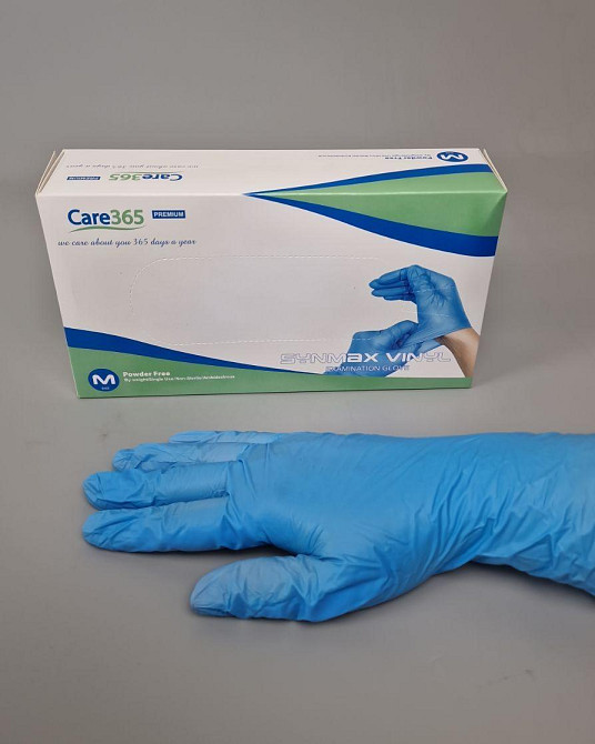 Перчатки Винил голубой  (100шт) размер M 