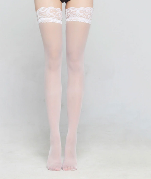 Класичні панчохи Lace Stockings, колір, білий M-XXL Sex Aura Київ - фото 4