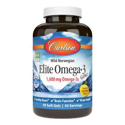 Жирные кислоты Carlson Омега-3, Вкус Лимона, Elite Omega-3 Gems, 90 желатиновых ка (CL01711) Вінниця
