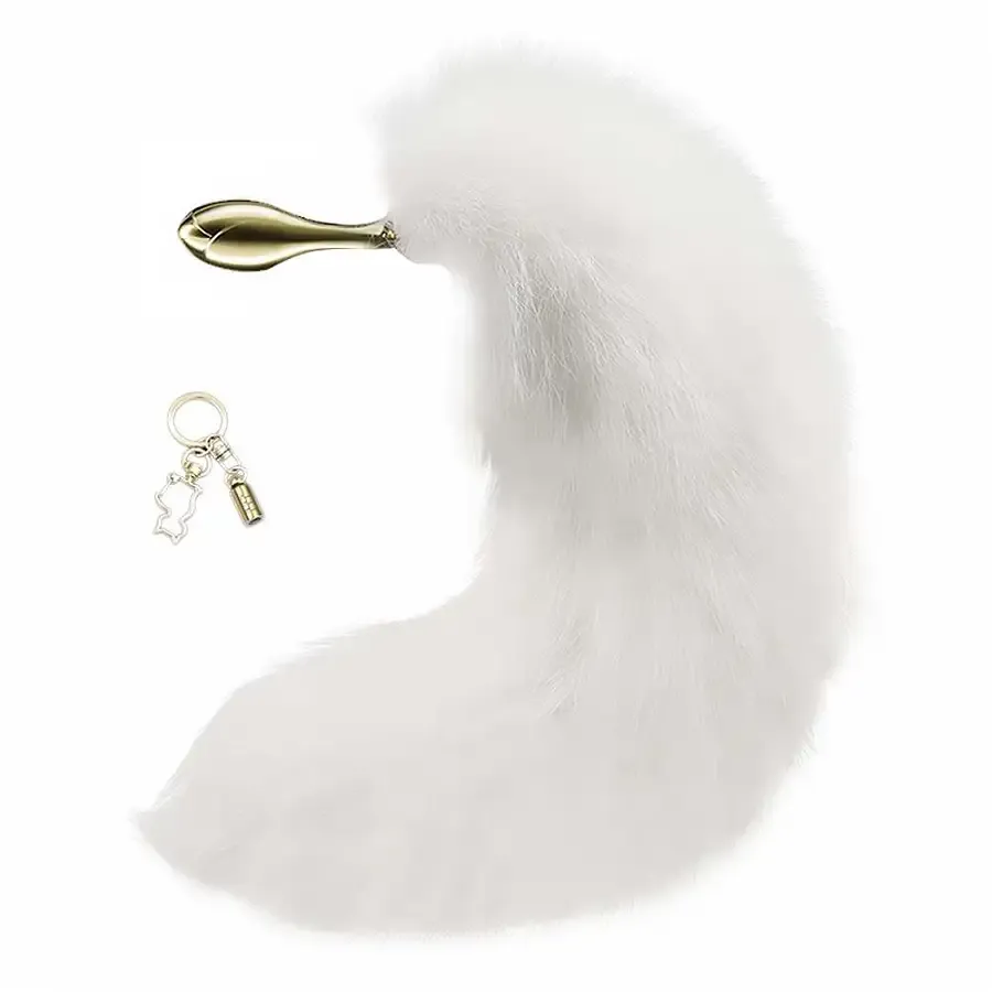 Металева анальна пробка Лисячий хвіст LOCKINK SEVANDA White Fox-Tail Anal Rose-shape Plug Львів - фото 4