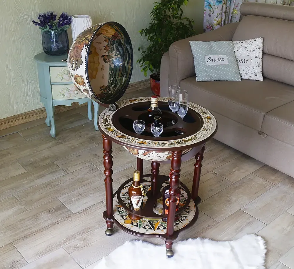 Глобус бар підлоговий Мапа світу беж-кава сфера 40 см Гранд Презент mastersem Київ - фото 1