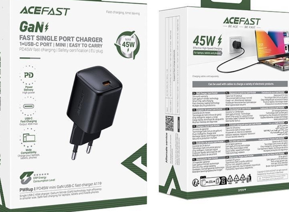 Зарядка ACEFAST A119 45W GaN PPS! USB-C быстрая. Харьков - изображение 7