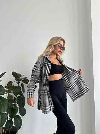 Жіноча тепла оверсайз сорочка у клітинку фланель Одеса