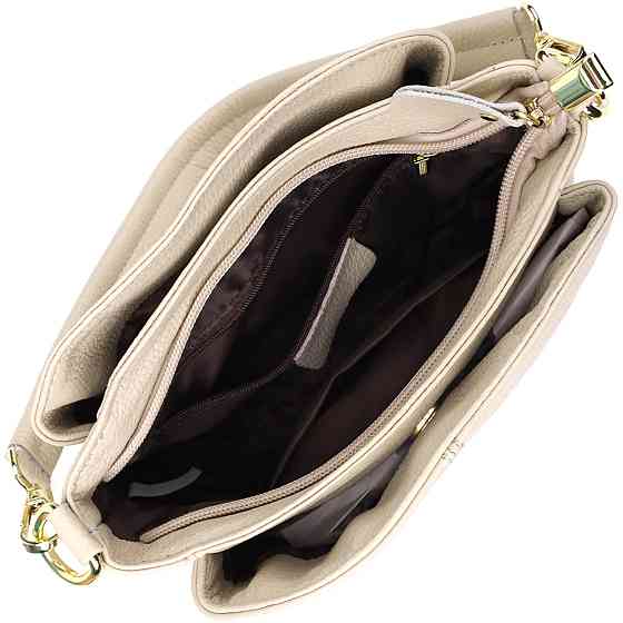 Жіноча шкіряна сумка з трьома секціями Білий (Vintage) Київ