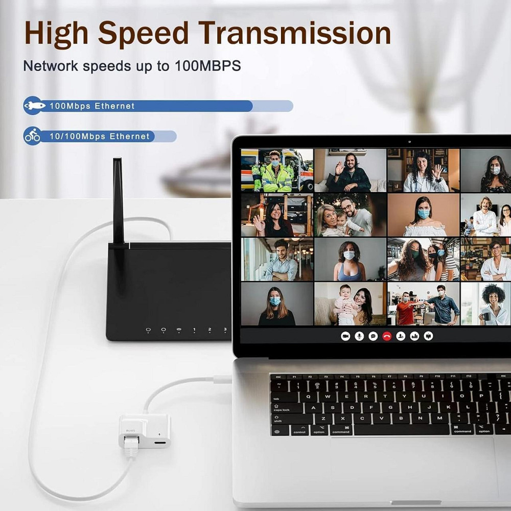 Адаптер Lightning в RJ45 Ethernet LAN для iPhone iPad iPod с зарядным портом 2 в 1 белый Киев - изображение 4