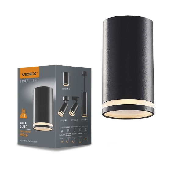 LED Світильник накладний під лампу GU10 чорний VL-SPF05A-B Videx Житомир - изображение 1