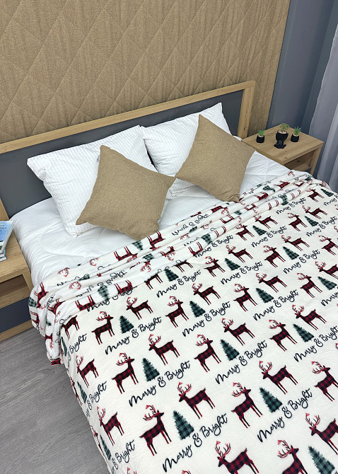 Плед-покривало 200х220 см з різдвяним принтом Різнобарвний (87-337) Київ - фото 8