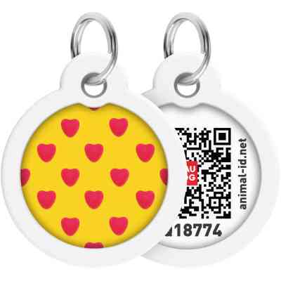 Адресник для животных WAUDOG Smart ID с QR паспортом "Сердца", круг 30 мм (230-0203) Винница