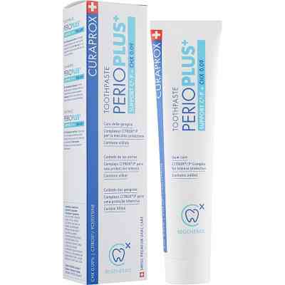 Зубная паста Curaprox PerioPlus+ Support Содержит гиалуроновую кислоту Citrox и 0.09% хлоргексидина 75 мл (7612412426618) Винница