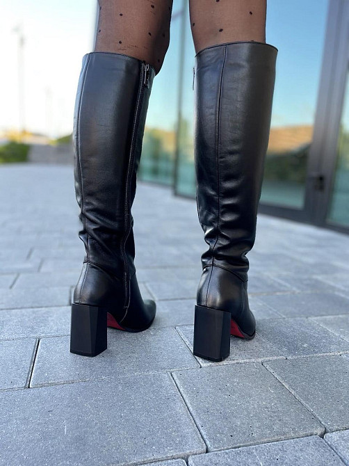 Nivelle Стильні чоботи жіночі демісезонні весна-осінь на підборах чорні з натуральної шкіри р. Коломия - фото 9