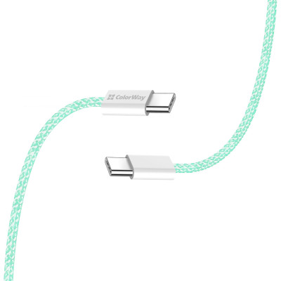 Дата кабель USB-C to USB-C 1.0m 60W 3.0А green ColorWay (CW-CBPDCC061-G) Винница - изображение 11