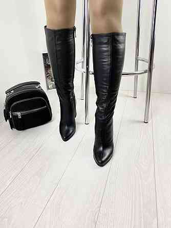 Nivelle Чоботи жіночі NIVELLE чорні натуральна шкіра висота 37см обхват 34-36см каблук 10см (29 Коломыя