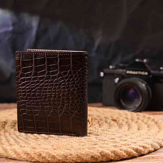 Компактное мужское портмоне из натуральной фактурной кожи CANPELLINI 21496 Коричневое Киев