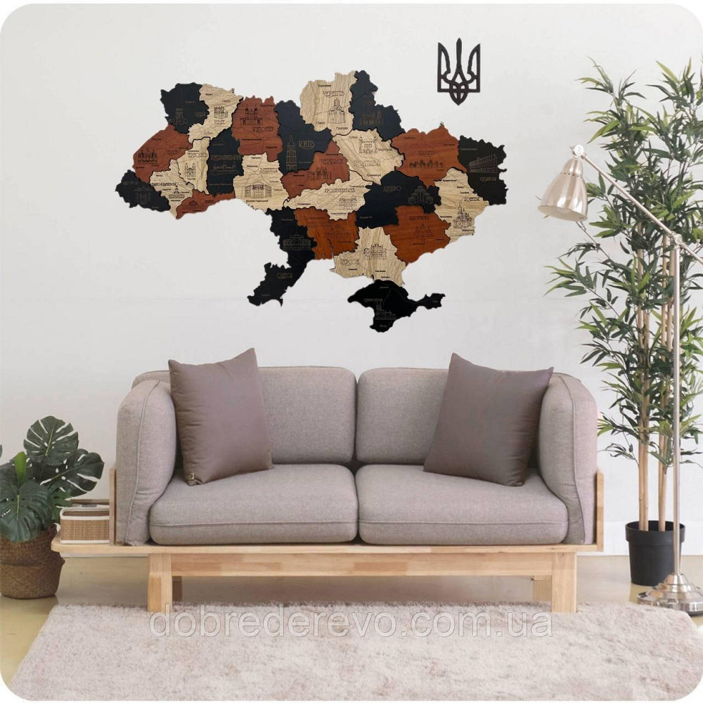 Дерев'яна карта України "Козацька" 100х700 Вижниця - фото 1