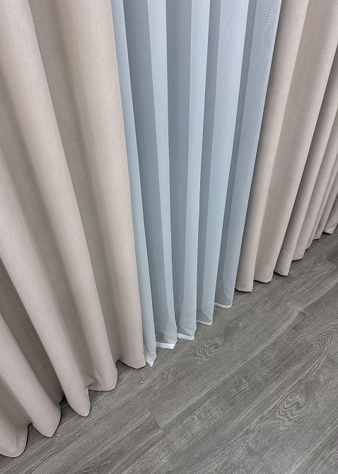 Двостороння шторна тканина блекаут з лляною фактурою, колекція “Scandi” колір світло-бежевий 1901ш Київ - фото 7