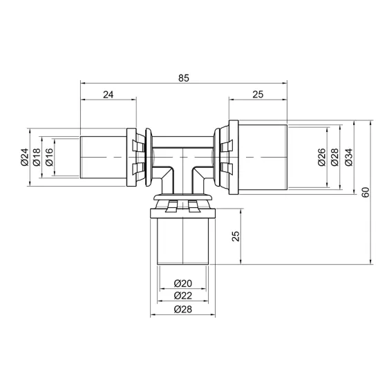 Тройник пресс Icma 16х20х26 №406 Киев