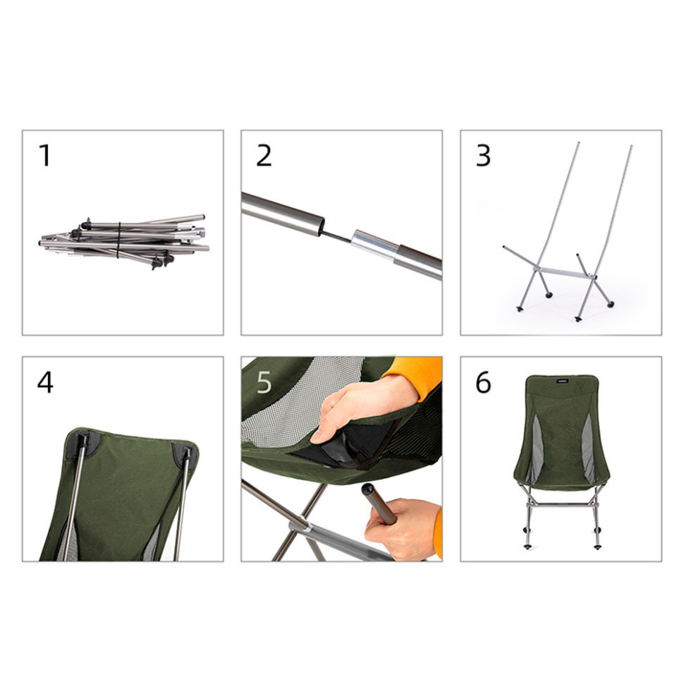 Стілець складаний Naturehike YL06 NH18Y060-Z, зелений Київ - фото 7