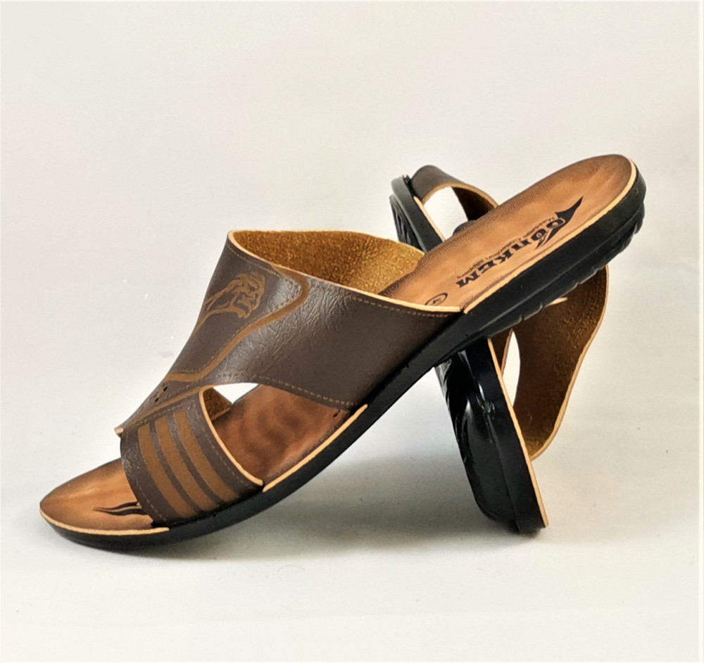 Мужские Шлёпанцы Тапочки Кожаные Сланцы Коричневые (размеры: 42) Днепр - изображение 4