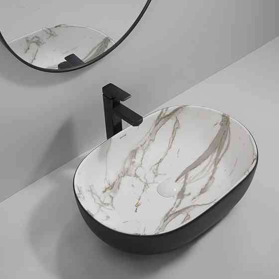Раковина накладна MIXXUS PREMIUM ELLIPSE-0105 MARBLE-BLACK 600х400х150mm   ( MP6565 ) 39648 Харків