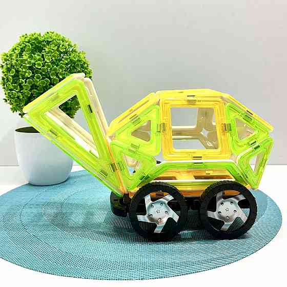 Конструктор магнітний Limo Toy Транспорт 57 деталей Зелено-жовтий (KB 1014) Чернигов